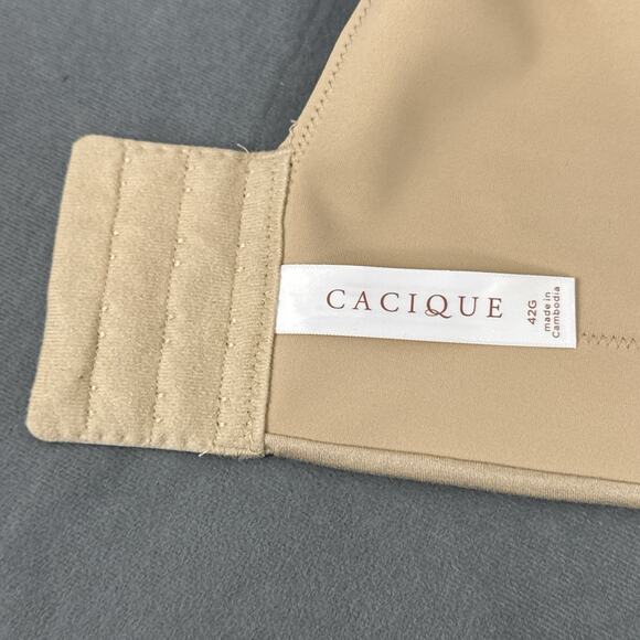Cacique Lightly Lined No Wire Bra Size 42G Full Coverage Smoothing Beige Shiny - Picture 9 of 11